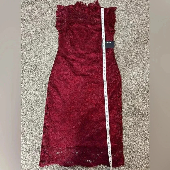 ENFOCUS STUDIO BURGUNDY RED LACE SHEATH MIDI DRESS  CUFFSLEEVE  SIZE8 MEDIUM NWT - Picture 11 of 14